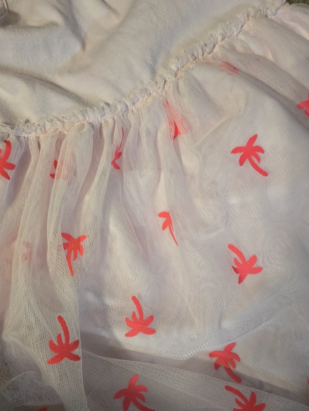 Girls 5t Cat & Jack Light Pink Tulle Dress with Coral Palm Print